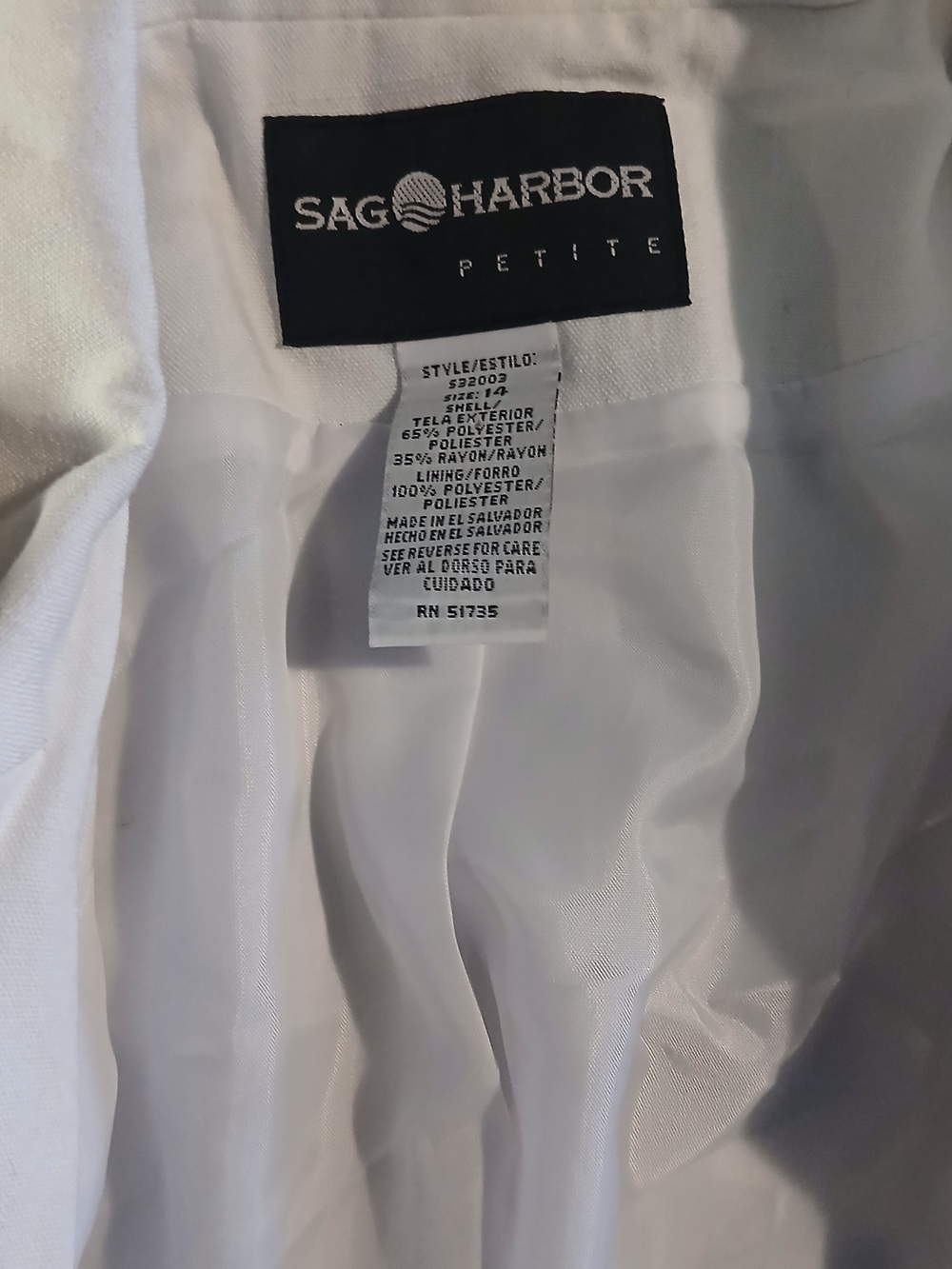 Sag Harbor Petite White Lined Jacket